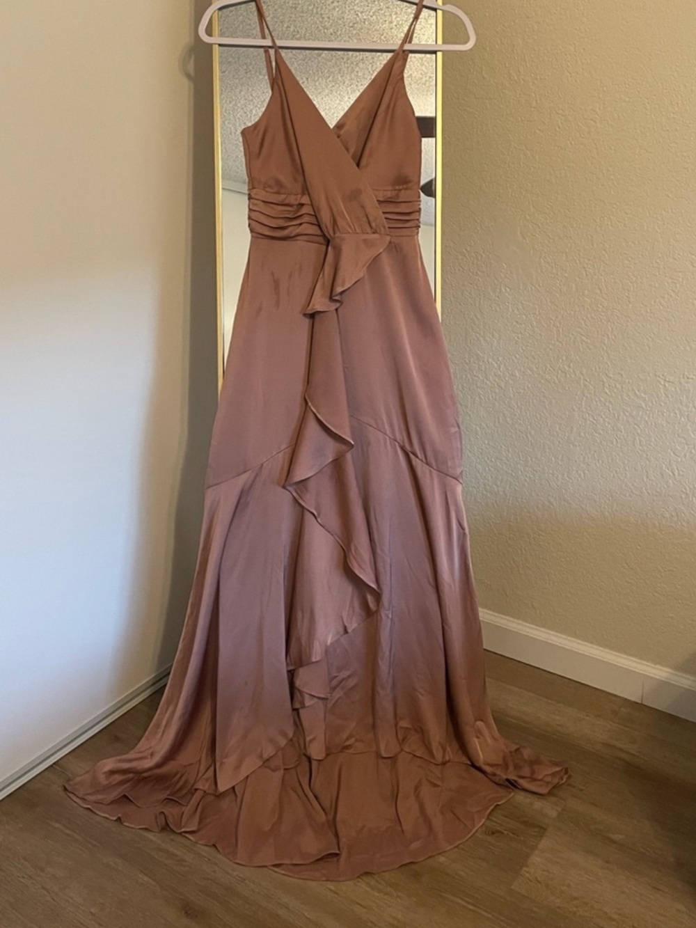 Express Mauve Ruffle Wrap Maxi Dress